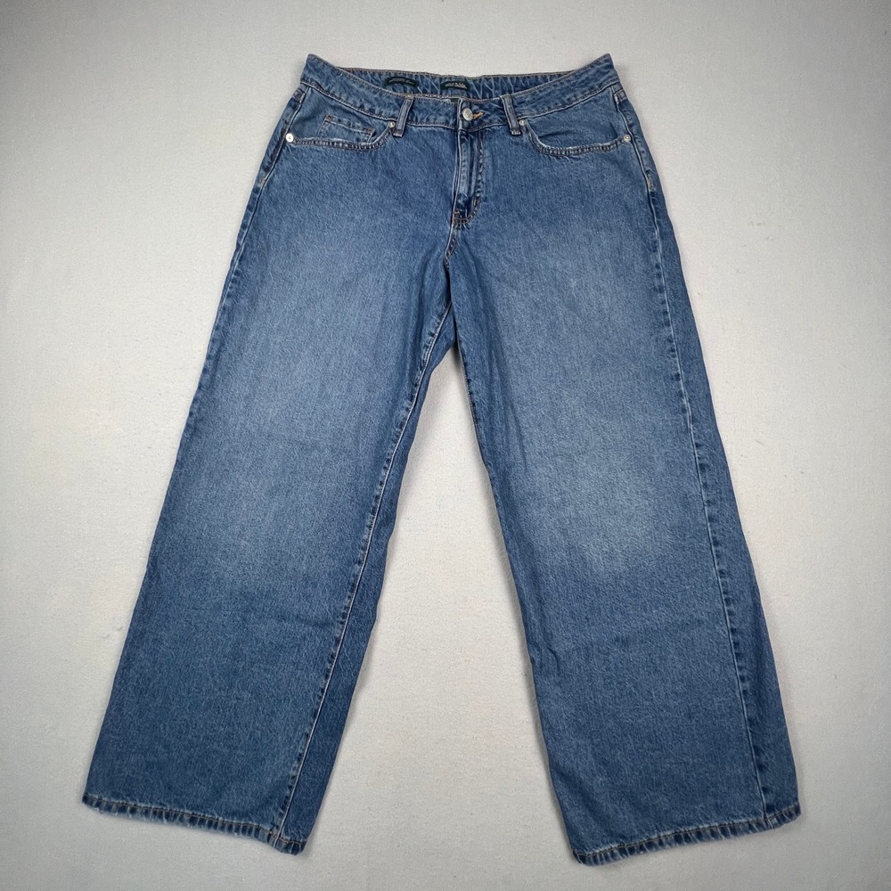 Wild Fable Wide Leg Jeans Womens 12/R Blue Denim Recycled Cotton Casual Boho